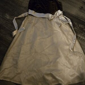 Elegant Dress With Champagne Skirt Tulle Overlay With Brown Velvet Bodice